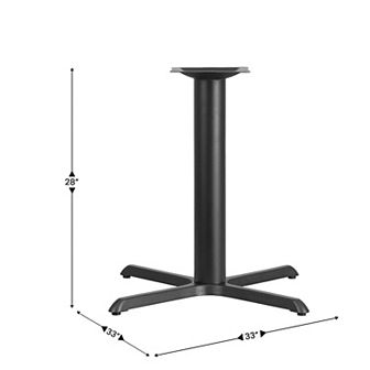 Emma and Oliver 33" x 33" Restaurant Table X-Base with 4" Dia. Table Height Column