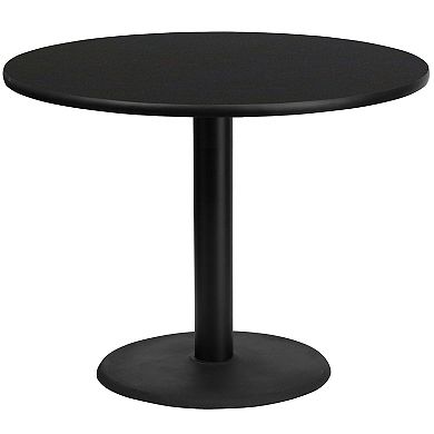 Emma and Oliver 42"RD Black Laminate Table Top with 24"RD Base