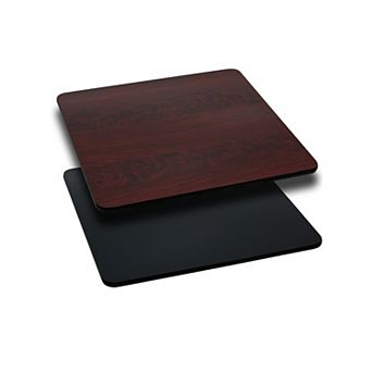 Emma and Oliver 24" Square Black/Mahogany Reversible Laminate Table Top