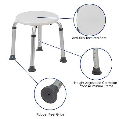 Emma and Oliver Tool-Free 300 Lb. Capacity, Adjustable White Bath & Shower Stool