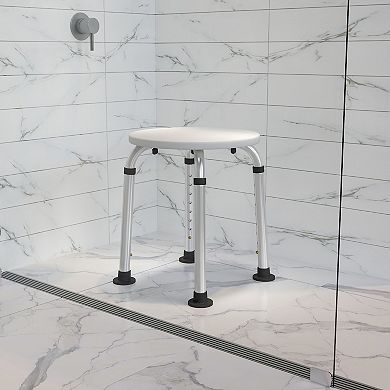 Emma and Oliver Tool-Free 300 Lb. Capacity, Adjustable White Bath & Shower Stool