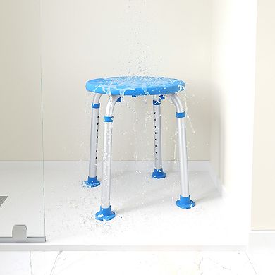 Emma and Oliver Tool-Free 300 Lb. Capacity, Adjustable White Bath & Shower Stool