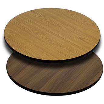 Emma and Oliver 42" Round Natural/Walnut Reversible Laminate Table Top