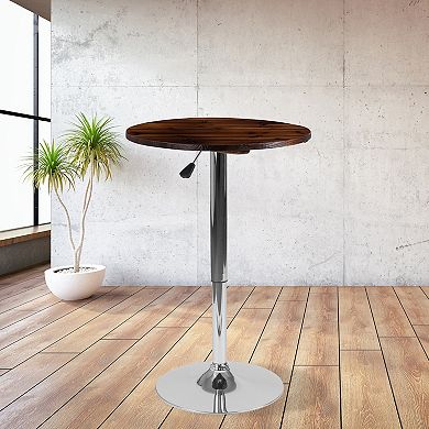 Emma and Oliver 23.5" Round 26.25" - 35.5" Adjustable Height Wood Table