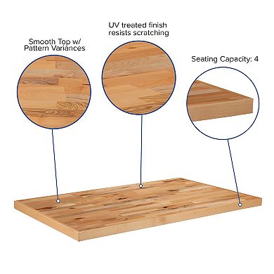 Emma and Oliver 30" x 48" Rectangle Butcher Block Style Table Top - Restaurant Table Top