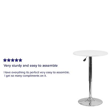 Emma and Oliver 23.75" Round 26.25" - 35.75 Adjustable Height White Wood Table