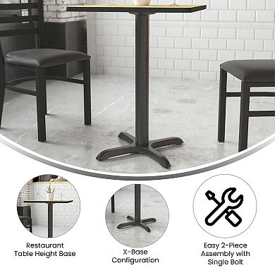 Emma and Oliver 22" x 22" Restaurant Table X-Base with 3" Dia. Table Height Column