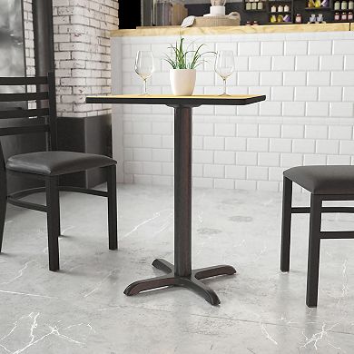 Emma and Oliver 22" x 22" Restaurant Table X-Base with 3" Dia. Table Height Column