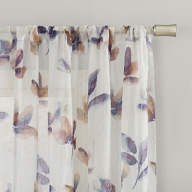 No. 918 Ellie Floral Print Sheer Rod Pocket Window Curtain Panel