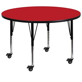 Emma and Oliver Mobile 48" Round Red HP Laminate Preschool Activity Table