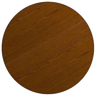 Emma and Oliver Mobile 42" Round Oak HP Laminate Adjustable Activity Table