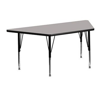 Emma and Oliver 22.5x45 Trapezoid Oak HP Laminate Preschool Activity Table
