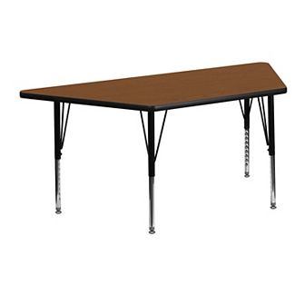 Emma and Oliver 22.5x45 Trapezoid Oak HP Laminate Preschool Activity Table