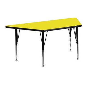 Emma and Oliver 22.5x45 Trapezoid Oak HP Laminate Preschool Activity Table