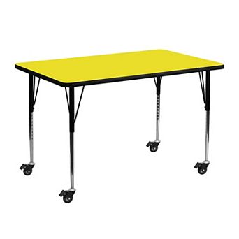 Emma and Oliver Mobile 24x48 Oak HP Laminate Adjustable Activity Table