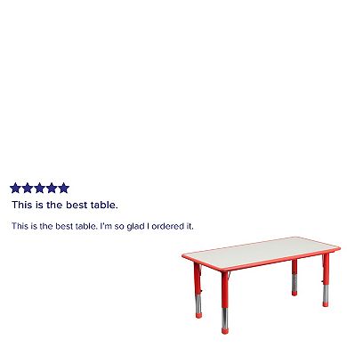 Emma And Oliver 23.625" X 47.25" Rectangular Plastic Height-Adjustable Activity Table