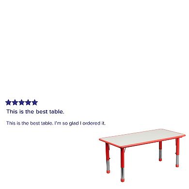 Emma and Oliver 23.625"W x 47.25"L Natural Plastic Adjustable Activity Table-School Table for 6