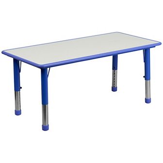Emma And Oliver 23.625" X 47.25" Rectangular Plastic Height-Adjustable Activity Table