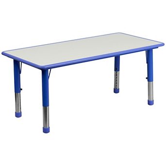 Emma And Oliver 23.625" X 47.25" Rectangular Plastic Height-Adjustable Activity Table