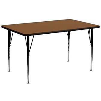 Emma and Oliver 30x72 Oak HP Laminate Adjustable Activity Table