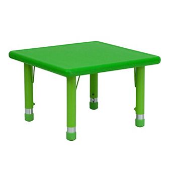 Emma and Oliver 24" Square Green Plastic Height Adjustable Activity Table
