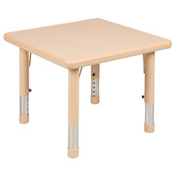 Emma and Oliver 24" Square Green Plastic Height Adjustable Activity Table