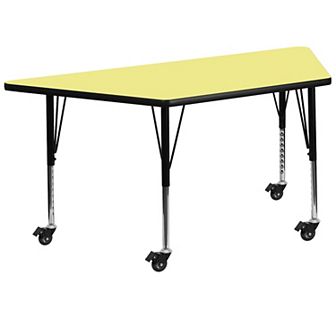 Emma and Oliver Mobile Trapezoid Oak Thermal Laminate Preschool Activity Table