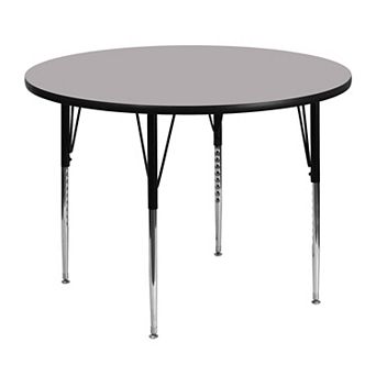 Emma and Oliver 48" Round Grey Thermal Laminate Adjustable Activity Table