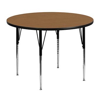Emma and Oliver 48" Round Grey Thermal Laminate Adjustable Activity Table