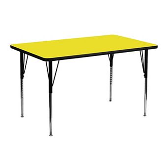 Emma and Oliver 24x48 Yellow HP Laminate Adjustable Activity Table