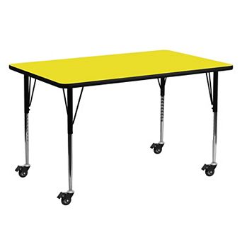 Emma and Oliver Mobile 24x60 Oak HP Laminate Adjustable Activity Table