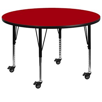 Emma and Oliver Mobile 48" Round Yellow Thermal Laminate Preschool Activity Table