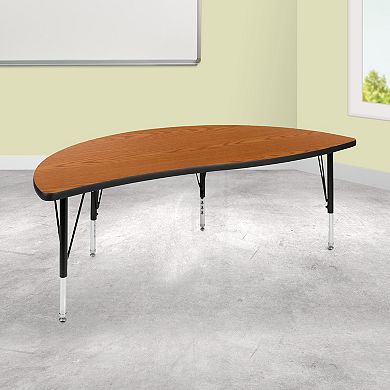 Emma And Oliver 60" Half Circle Wave Flexible Collaborative Kids Adjustable Height Activity Table