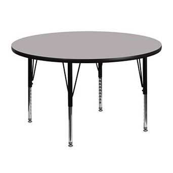 Emma and Oliver 48" Round Grey Thermal Laminate Preschool Activity Table