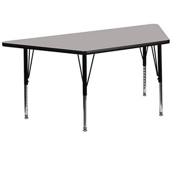 Emma and Oliver 29x57 Trapezoid Grey HP Laminate Preschool Activity Table