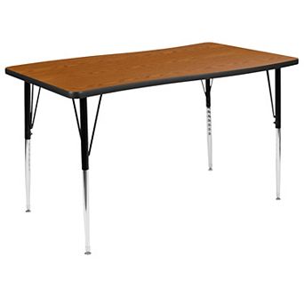 Emma And Oliver 28"W x 47.5"L Rectangular Wave Collaborative Adjustable Height Activity Table