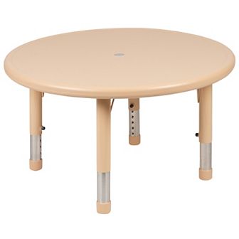 Emma and Oliver 33" Round Green Plastic Height Adjustable Activity Table