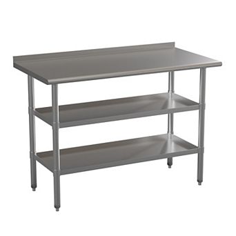 Emma and Oliver NSF Certified Stainless Steel 18 Gauge Work Table with 1.5" Backsplash and Undershelves - 60"W x 24"D x 36"H