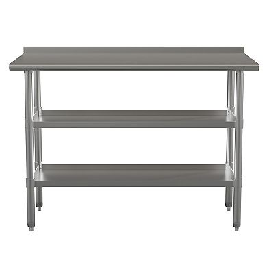 Emma and Oliver NSF Certified Stainless Steel 18 Gauge Work Table with 1.5" Backsplash and Undershelves - 60"W x 24"D x 36"H