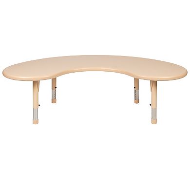 Emma and Oliver 35"W x 65"L Half-Moon Red Plastic Height Adjustable Activity Table