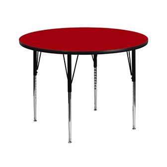 Emma and Oliver 42" Round Yellow Thermal Laminate Adjustable Activity Table