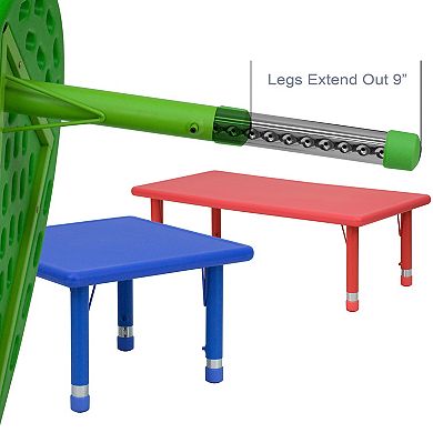 Emma and Oliver 45" Round Blue Plastic Height Adjustable Activity Table