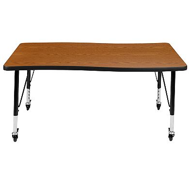 Emma and Oliver Mobile 28"Wx47.5"L Wave Flexible Collaborative Grey Kids Adjustable Activity Table