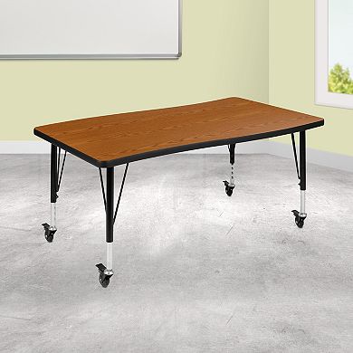 Emma and Oliver Mobile 28"Wx47.5"L Wave Flexible Collaborative Grey Kids Adjustable Activity Table