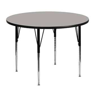 Emma and Oliver 48" Round Grey HP Laminate Adjustable Activity Table