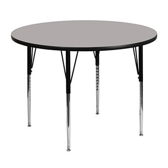 Emma and Oliver 48" Round Grey HP Laminate Adjustable Activity Table