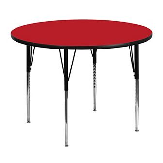 Emma and Oliver 48" Round Grey HP Laminate Adjustable Activity Table