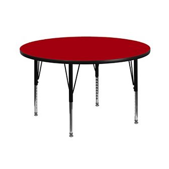 Emma and Oliver 42" Round Oak Thermal Laminate Preschool Activity Table