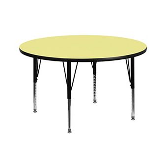 Emma and Oliver 42" Round Oak Thermal Laminate Preschool Activity Table