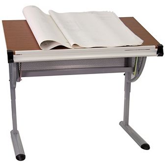 Emma and Oliver Adjustable Drawing and Drafting Table with Pewter Frame